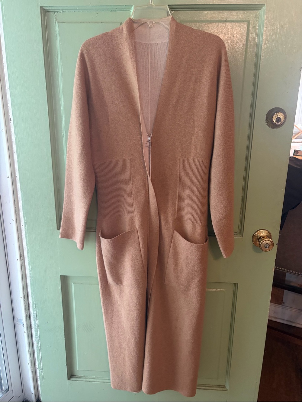 AKRIS LONG DUSTER 100% CASHMERE FULL ZIP CARDIGAN SWEATER OS S M L